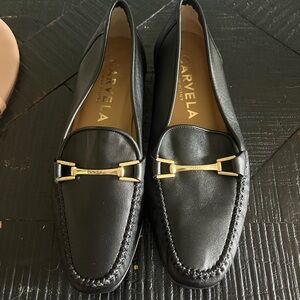 Carvela Elegant Black Loafers with Gold Detail